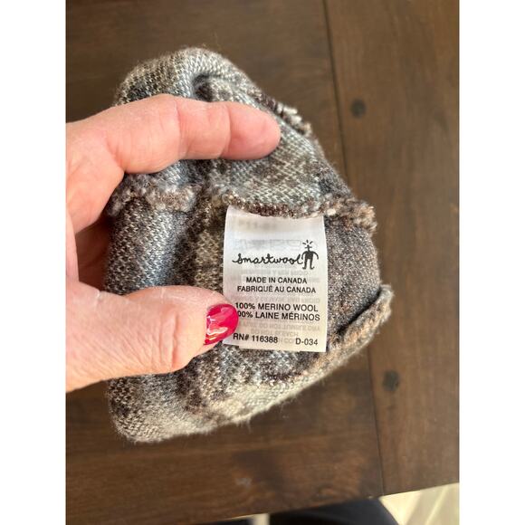 Smartwool 100% Merino Wool Fair isle Pattern Beanie Hat Beige Cream Gray - Picture 6 of 9